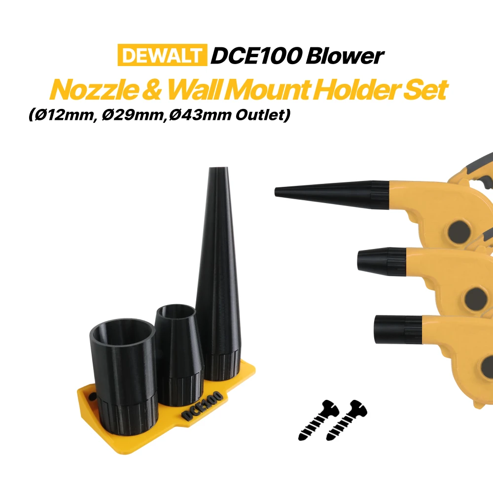 

compatible to Dewalt DCE100 Round Blower Nozzle 3-Piece Set with Wall Mount Holder