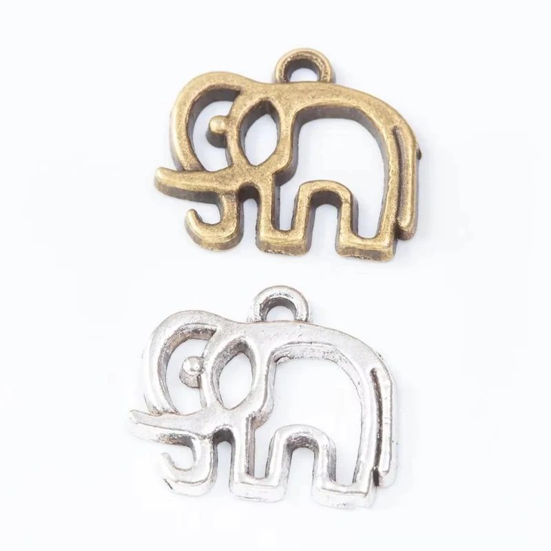 100pcs 15*17MM ZAKKA Grocery Creative Vintage Line Element Elemental Elephant Handmade DIY, Bronze Popular Necklace Jewelry Pend