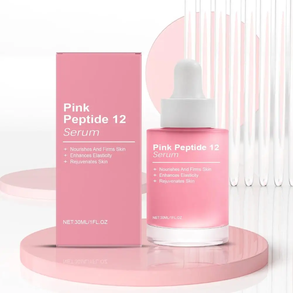 Pink Peptide 12 Facial Serum 30ml Niacinamide Hydrating Essence Firming Skin Boost Skin Glow Rejuvenating Moisturizing Skin Care