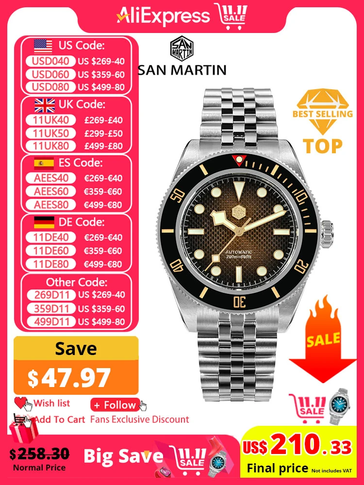 San Martin 3D Waffle Dial New 40mm Dive Watch NH35 Men's Watches Automatic Mechanical Sapphire Waterproof 200m Luminous SN0128