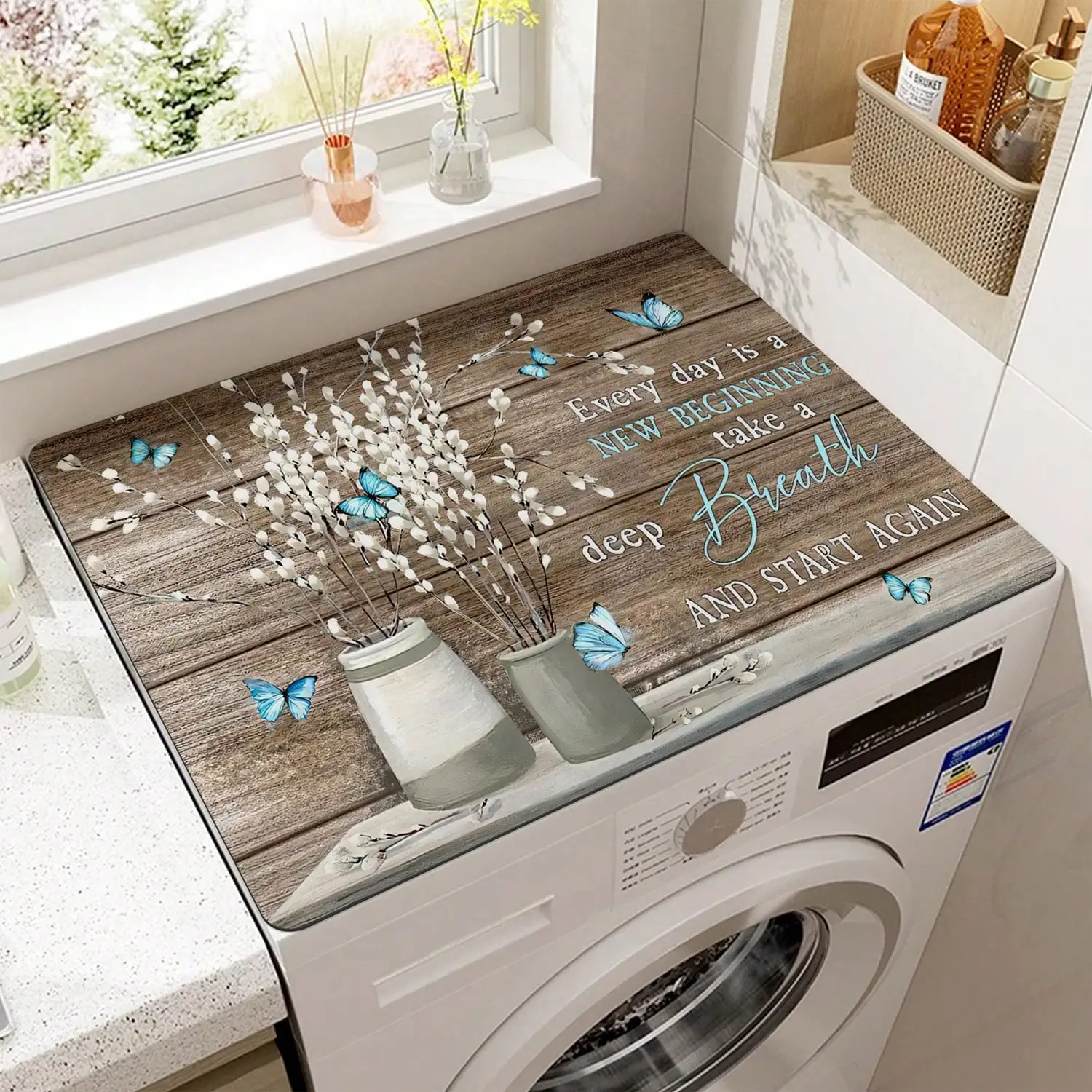 

19,7*23,6 дюйма водонепроницаемый деревянный принт крышка для стиральной машины и сушилки кухонный холодильник пылезащитный коврик