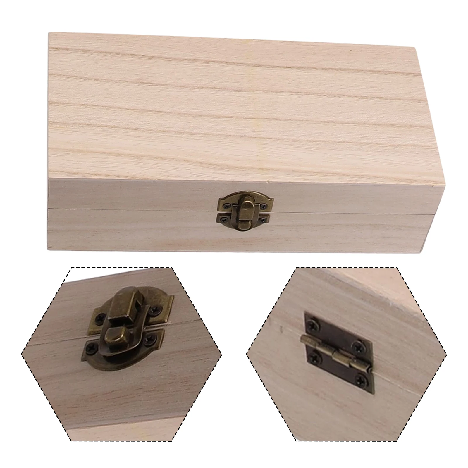 20*10*6cm Rectangular Wooden Storage Box  Retro Buckle Wooden Box Clamshell Wooden  Box  With Hinges And Lock Jewelry Box