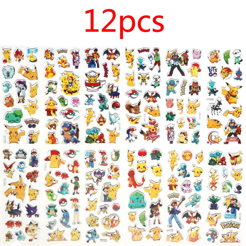 12 pçs adesivo dos desenhos animados kawaii bonito anime à prova dwaterproof água dimensional 3d stikers inchado livro em massa adesivos crianças brinquedo presente