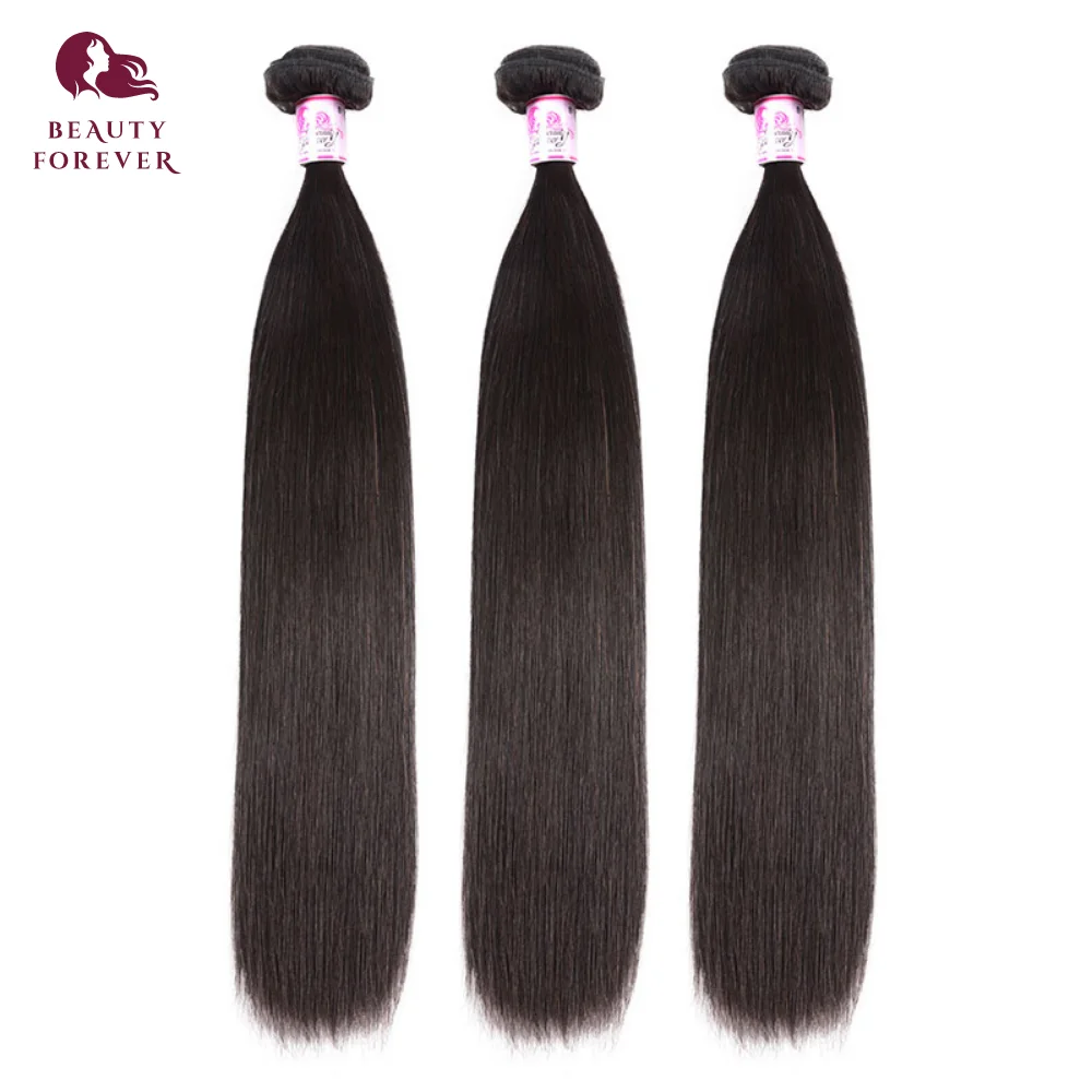 Beauty Forever 100% Silky Straight Human Hair Bundles Grade 12A Brazilian Hair Weaves 3 Bundles 100% Remy Human Hair Weft