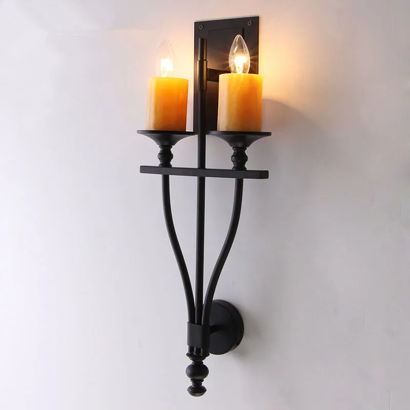 American country living room wall lamp, aisle retro double bedside wall lamp