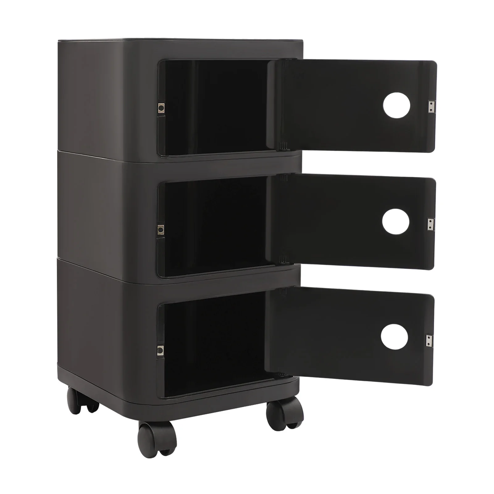 3-stöckiger kreativer Nachttisch, Nachttische, Nachttisch mit Rollen, Gelb/Grün/Schwarz, für Schlafzimmer, Wohnzimmer – Detail 4