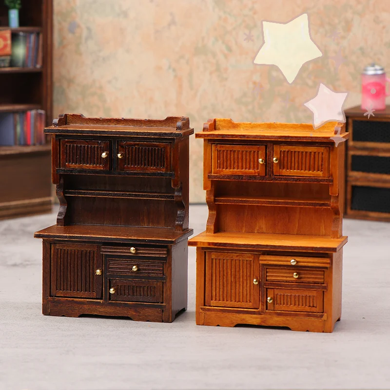 Mini aparador para casa de bonecas 1/12, modelo de estante para cozinha, sala de estar, boneca, móveis para casa, acessórios de decoração