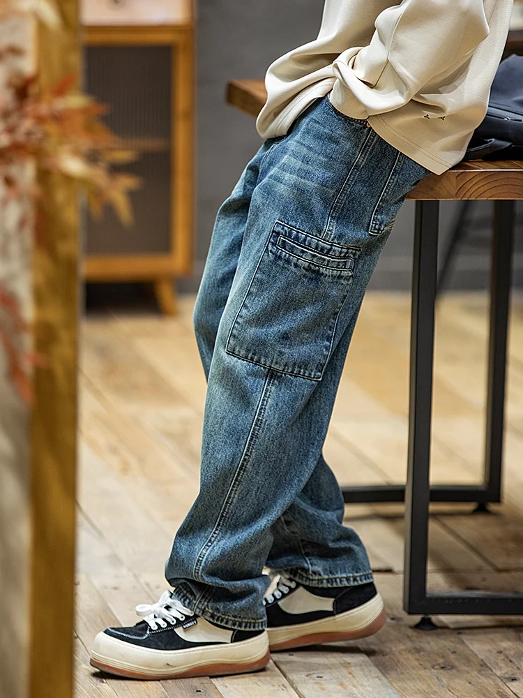 American Style Straight Leg Workwear Jeans Men's Spring Autumn Loose Trendy Large Size Long Pants Retro Harlan Trousers