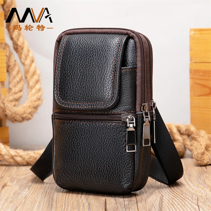 Small Men's Shoulder Bag for Men Genuine Leather Cross body Bags Mini Male Phone Bags Belts Flap Messenger  5.