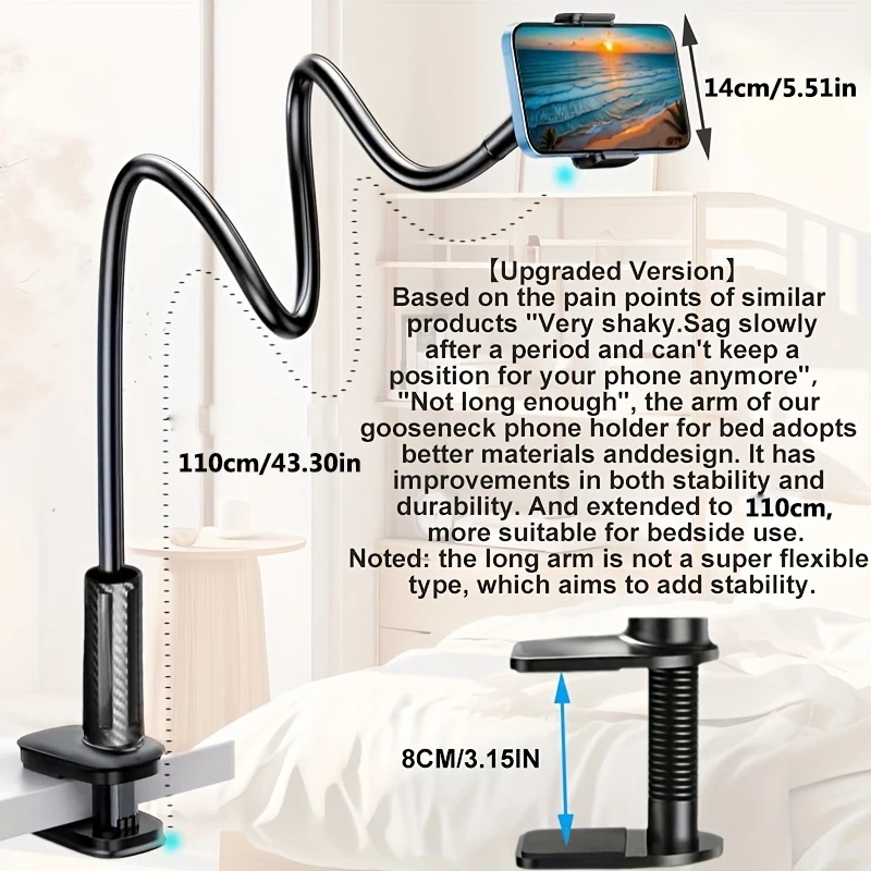 Uniwersalny uchwyt na telefon 360 stopni, przenośny, elastyczny, do łóżka, na biurko, podstawka do iPhone'a, Samsunga, Xiaomi