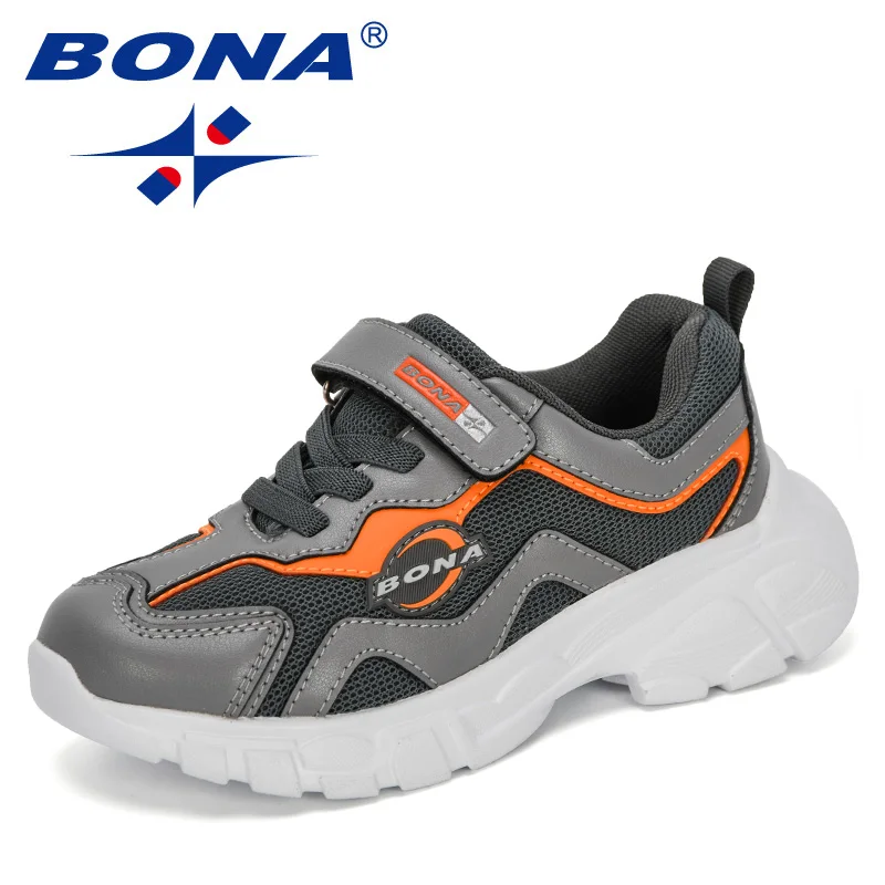 

BONA 2022 New Designers Trendy Sneakers Children Mesh Tennis Breathable Sports Shoes Boys Casual Walking Footwear Girls Comfy