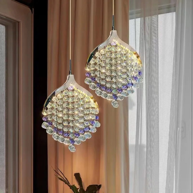 

Light luxury crystal chandelier, long line design style for bedroom, living room, dining room hanging line device