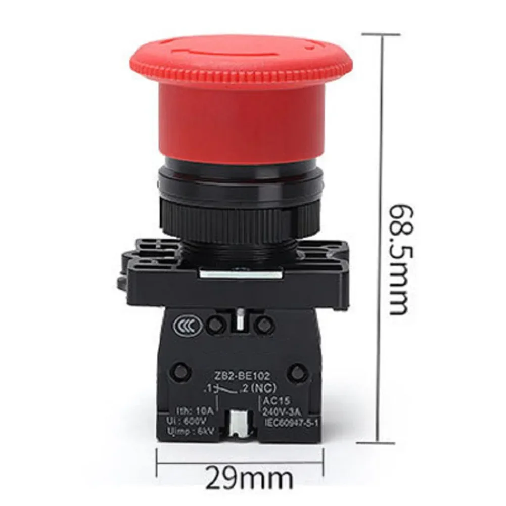 XB2-ES542 22mm Exigent Stop Push Button Switch Self Locking With Twist Release Mechanism 1 Normally Closed Contact 600V 10A