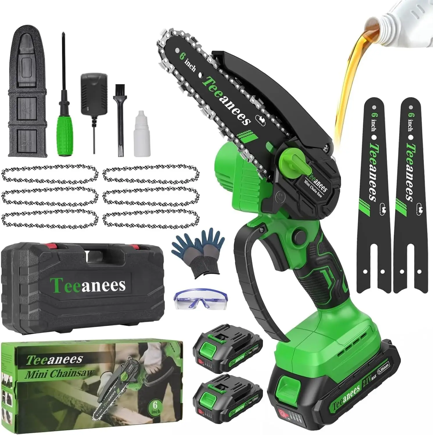 

6-дюймовая мини-аккумуляторная электрическая бензопила, питание от батареи для резки древесины, обрезки деревьев, садового и домашнего использования