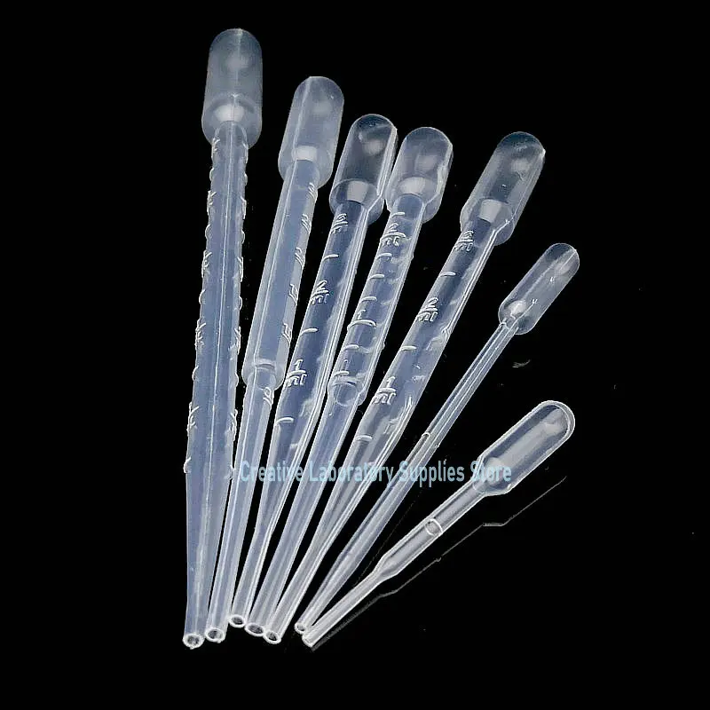 50pcs 100pcs laboratory 0.2ml 0.5ml 1ml 2ml 3ml 5ml 10ml plastic pasteur Pipette for school Experiment transfering Dropper