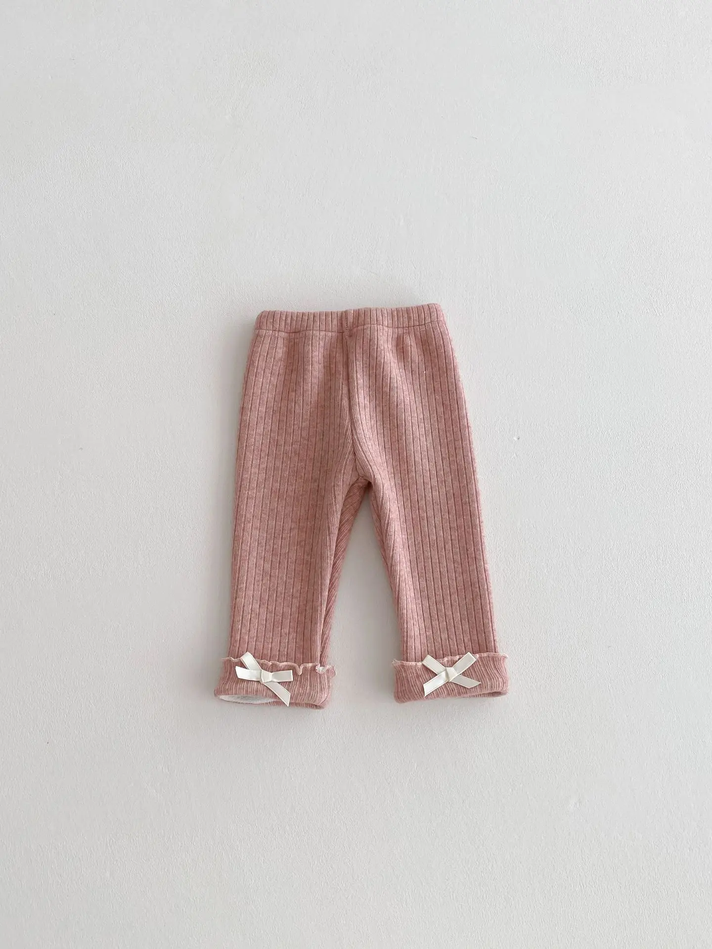 2024 Winter New Baby Plus Velvet Thick Leggings Cotton Girls Cute Bow Warm Trousers Infant Fleece Casual Pants Toddler Clothes