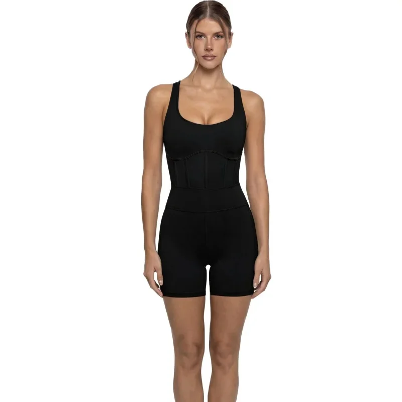 Women Bodysuit Woman Workout Seamless Sports One Piece High Waist Scrunch Shorts Breathable Gym Yoga Outfit For Running Training