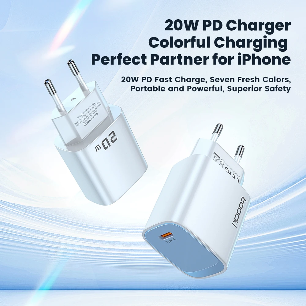 Toocki Carregador Portátil USB C, PD 20W, Carregamento Rápido, QC3.0, Carregador Rápido Tipo C para iPhone 15, 14, 13, 12, 11 Pro Max, iPad