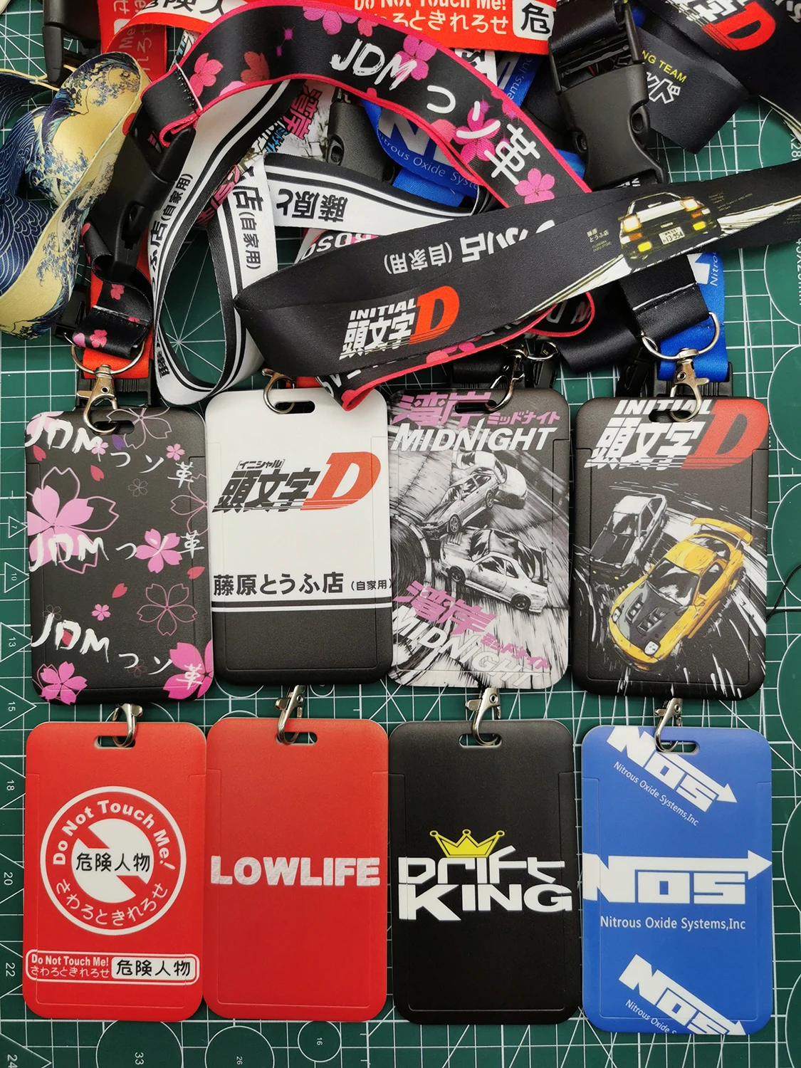 LLavero de estilo JDM para coche, tarjetero ABS para tarjetas de crédito bancarias para empleados, nombre de identificación, cordón de llave de carreras D inicial para accesorios NOS