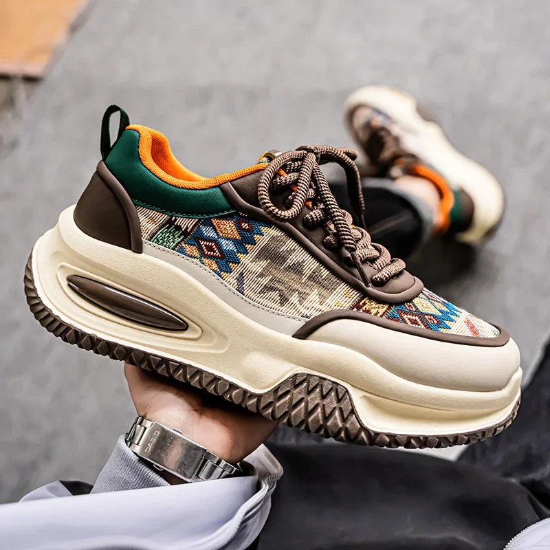Zapatillas deportivas blancas Para Hombre, zapatillas deportivas con plataforma de suela gruesa, zapatillas informales, zapatillas de tenis ligeras y transpirables, Botas Para Hombre