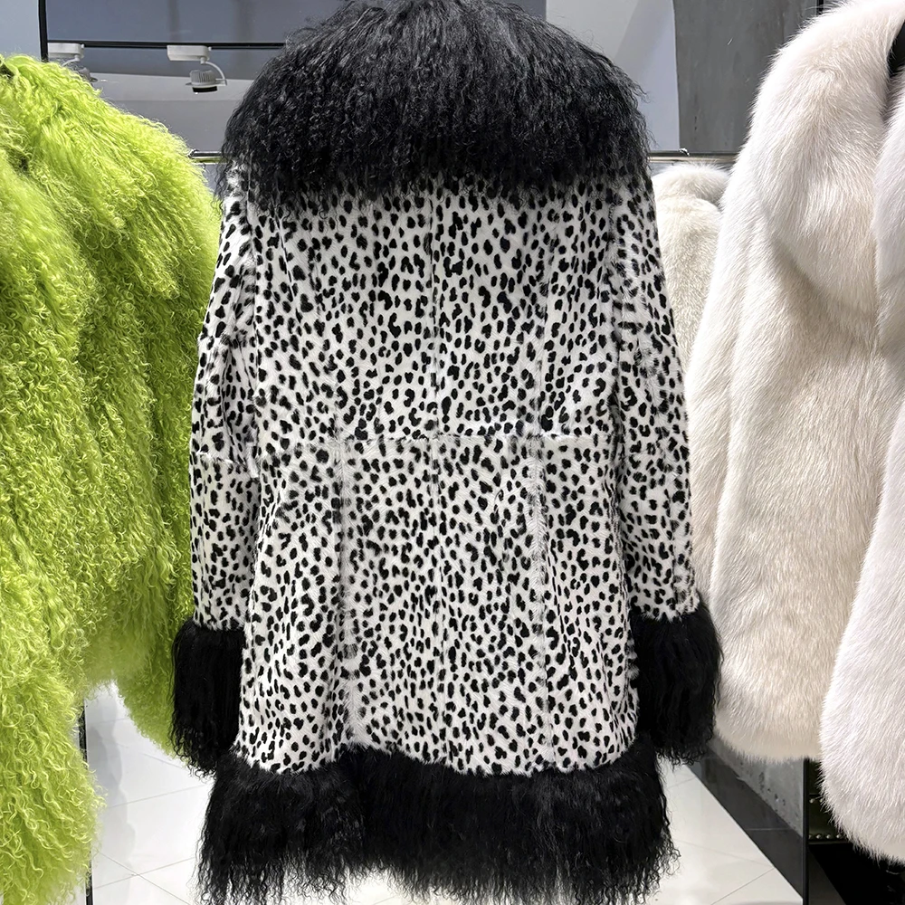 YOLOAgain Mongolia Sheep Fur Jacket Women Real Leather Coat Suede Jacket