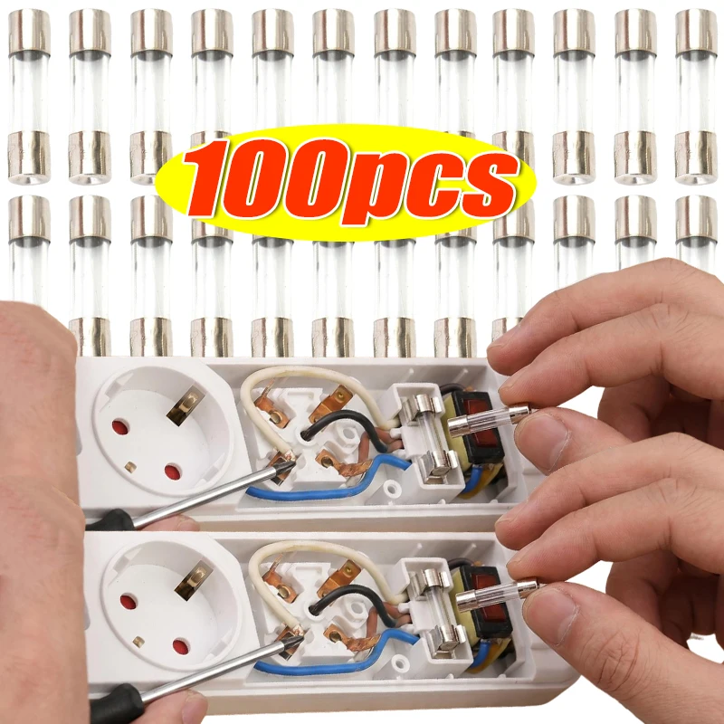 

Car Motorcycle Household Repair Glass Fuse Kit Fast Blow Automotive Glass Tube Fuses 0.2A-20A Transparent Fuse 100Pcs