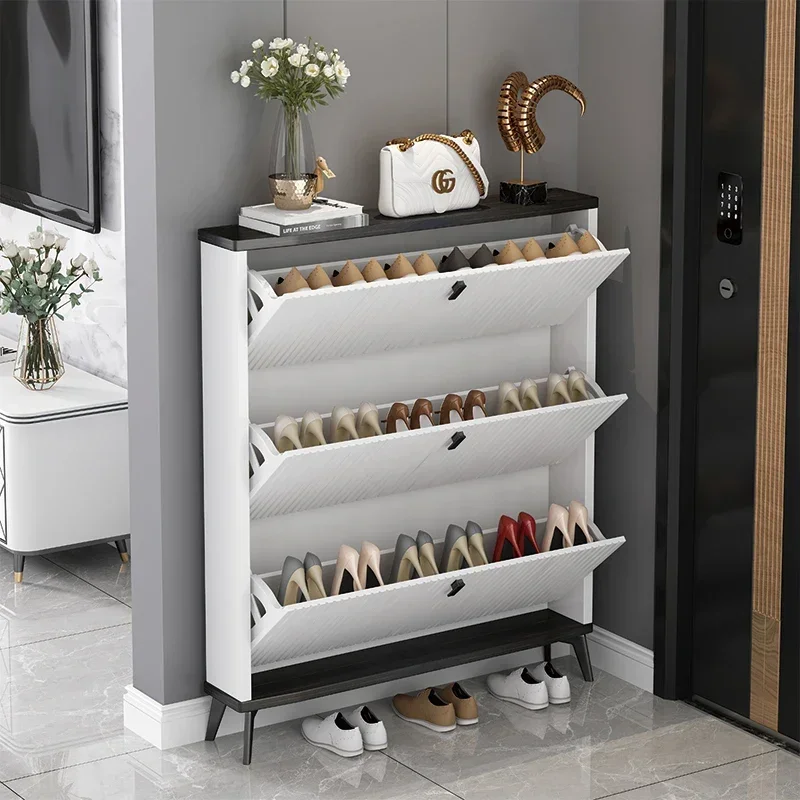 YY Household Ultra-Thin Tilting Shoe Cabinet Home Doorway Space-Saving Entrance Cabinet Integrated