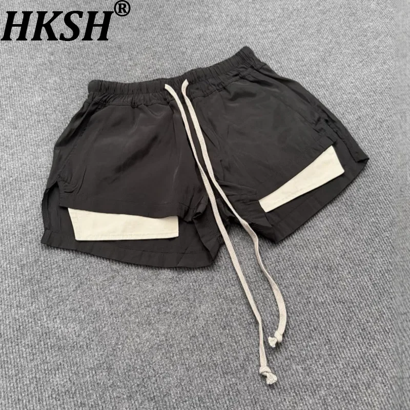HKSH 2026 Summer New Women Shorts Dark RO Style Drawstring Elastic Waisted Color Block Pockets Sexy Trend Chic Hot Pants HK18691