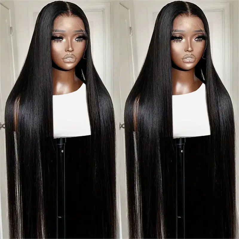 Synthetic Straight Lace Closure Wigs Easy to Wear Glueless Pre Plucked Pre Cut Upgraded HD Lace Front Wig For Women