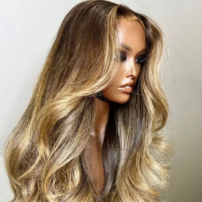 

Glueless Long Soft Highlight Blonde Body Wave 5x5 Silk Base Jewish Human Hair With BabyHair HD Lace European Hair Preplucked