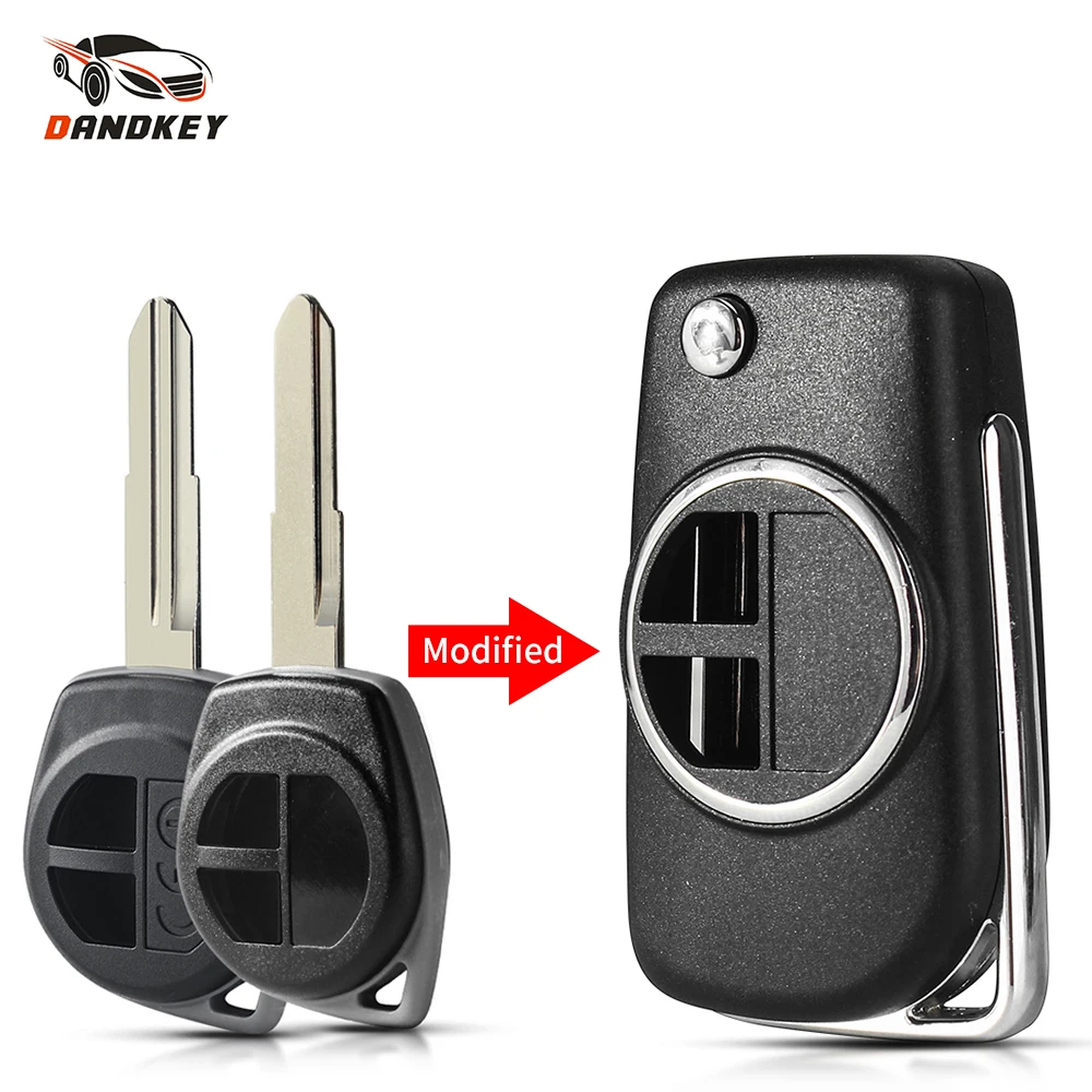 

Dandkey Modified For Suzuki Swift Grage Vitara Alto 2 Buttons Flip Folding Car Key Case Shell Remote Key Blank HU133R Blade
