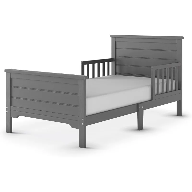 

Woodland Flat Top Toddler Bed for Kids with Guard Rails, Low to Ground Design, Made of Pinewood, Featuring Clean Lines