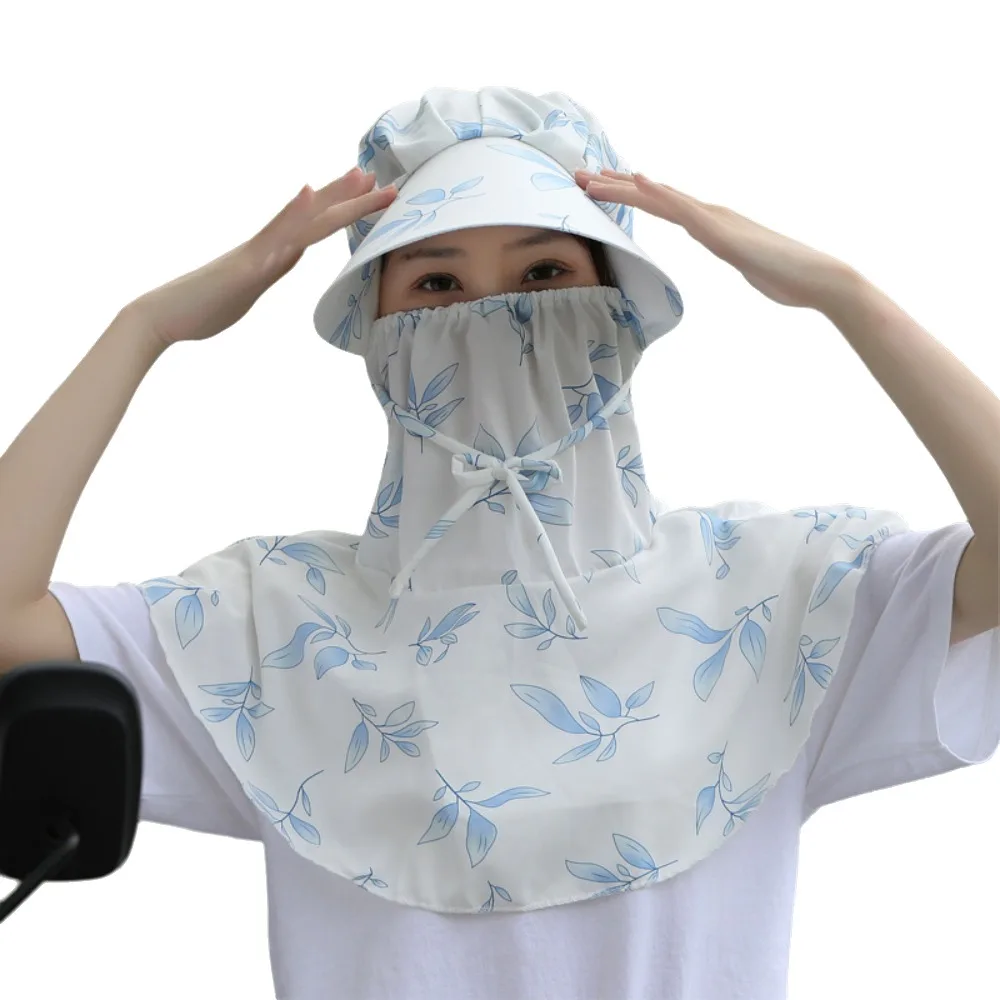 Sombrero de protección solar de flores plegable, sombrero de cubo con protección solar Anti-uv con máscara, sombrero protector de cuello con cola de caballo, gorra para recoger té de verano