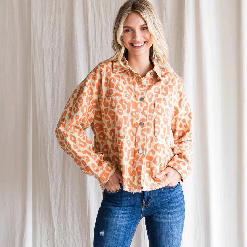 الخريف والشتاء أزياء عادية جديدة مطبوعة قميص جيب فضفاض بأكمام طويلة