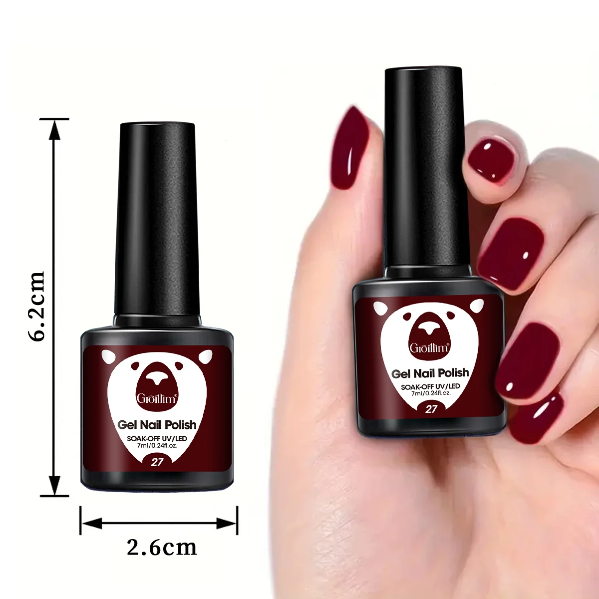 Groillim 12-Piece Gel Nail Polish Set - Dip-on LED Curing Long-Lasting Liquid Nail Polish, Semi-Permanent Dip-on/LED Clear, Suit