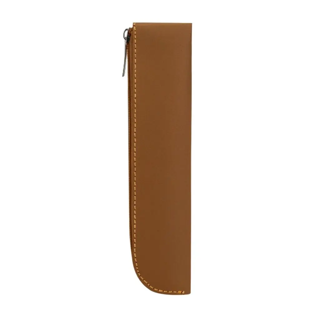 Stationery PU Leather PU Pencil Bags Solid Color Large Capacity Pen Bags Zipper Pencil Case Office Supplies