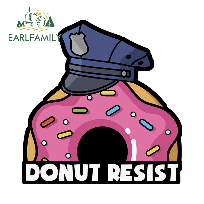 EARLFAMILY 13cm x 12.7cm for Police Donut Resist Funny Car Stickers Vinyl Personality Decal Scratch-Proof Helmet Car Accessories