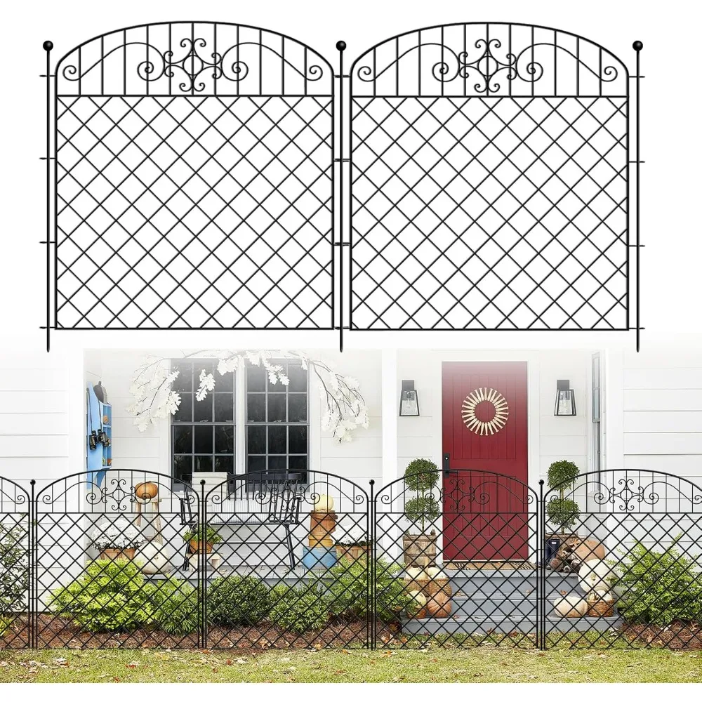 

10 Panels No Dig Decorative Garden Fence,Rustproof Metal Fence Borders for Dogs Outside, Dog Fence Outdoor for Yard