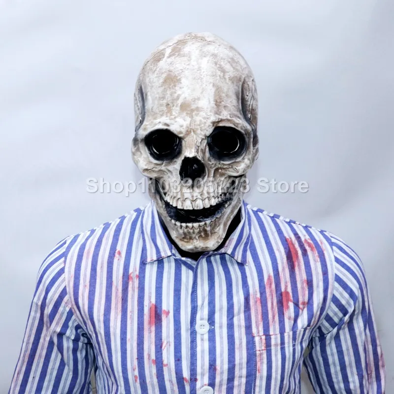 

Halloween creepy skeleton mask, role-playing decoration, scary party pranks, scary adult full head realistic latex headgear