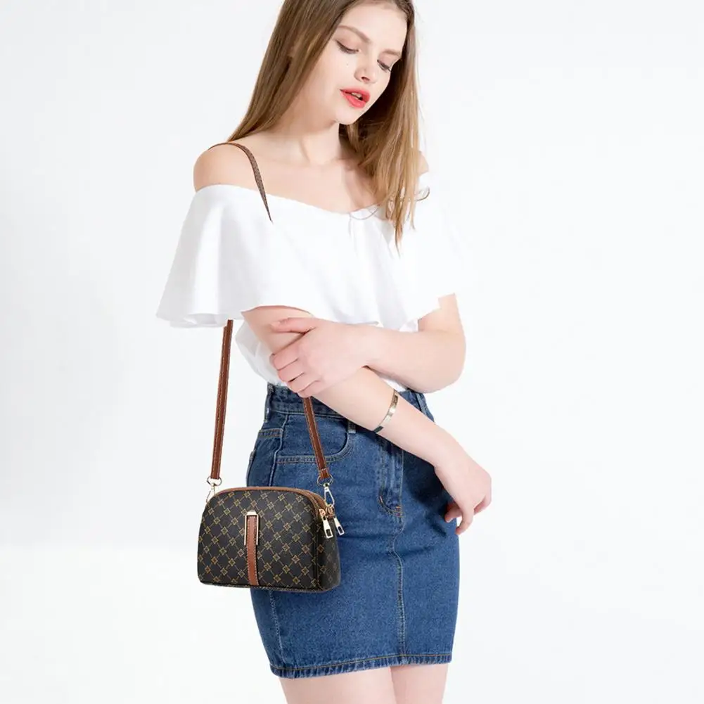 Women Crossbody Bag Geometric Colorblock Double Layers Detachable Shoulder Strap Lady Purse Commute Travel Shoulder Bag 숄더백