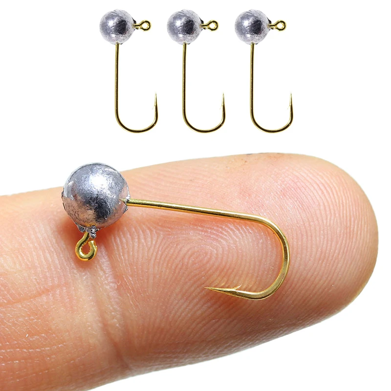 10pcs/lot Mini Fishing Hooks 1g/2g/3g Jig Lead Head Barbed Hook For Soft Worm Bait Fishing Accessories