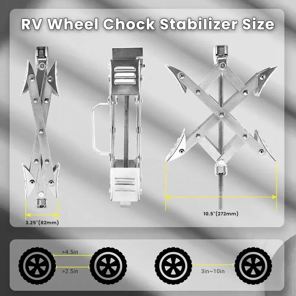 X-Shaped RV Wheel Chock Fit 3.25” to 10.5” Camper Wheel Chock Stabilizer Scissor with Accessories Pair for Travel Trailer, Heavy view 2