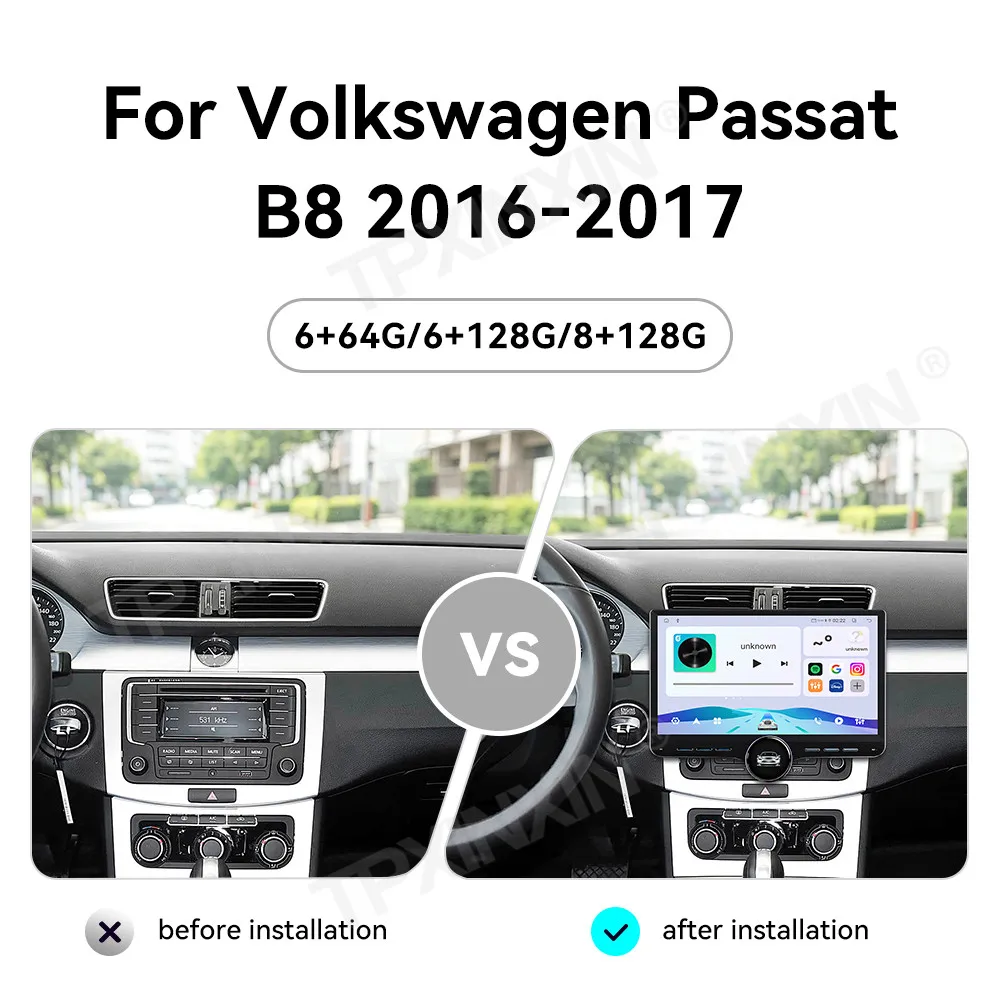 For Volkswagen Passat B8 2016-2017 11.5 Inch Touch Screen Android15 Car Stereo GPS Navi Wireless CarPlay Android Auto BT5.0 360