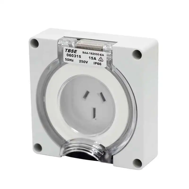 

SAA IP66 Australian Standard 15A Electrical Industrial Waterproof Single Surface Socket Outlet