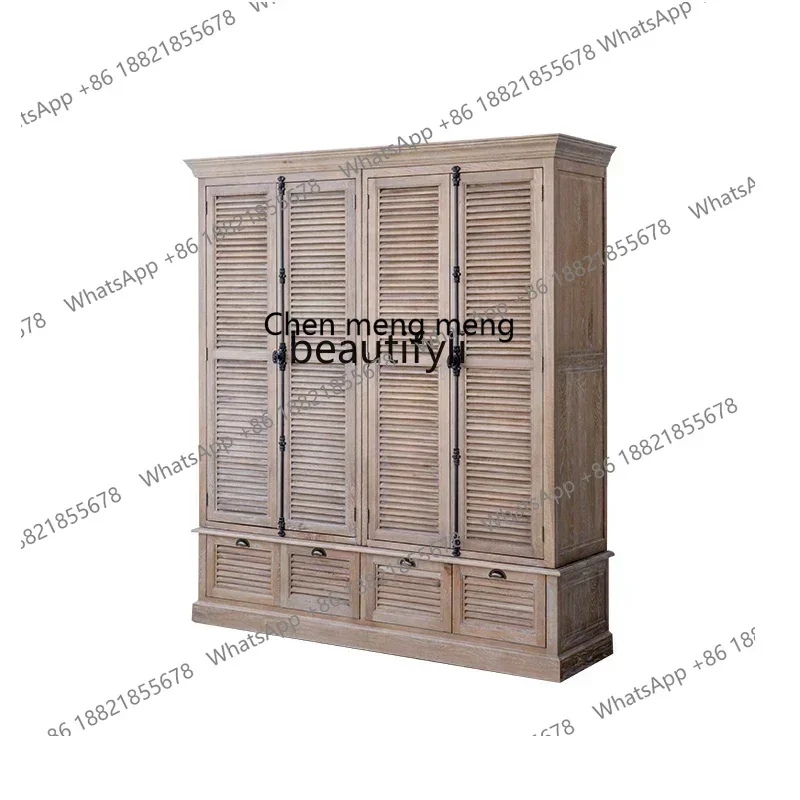 SS new style ss7486 Old American country European solid wood wardrobe, bedroom locker, four doors facing the door as a wholess 7