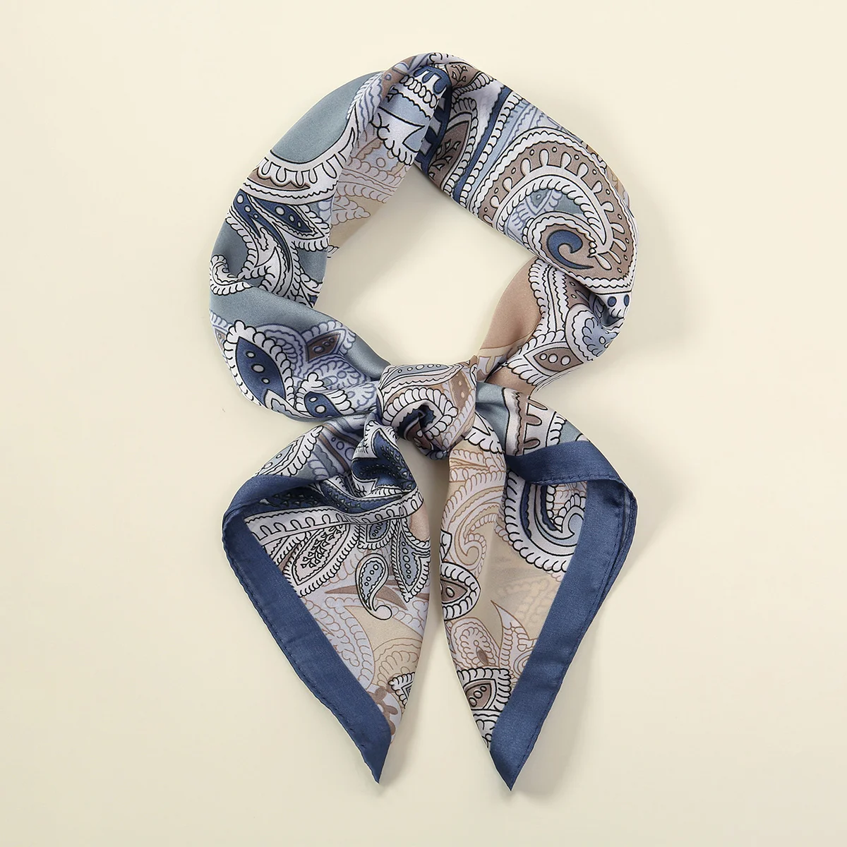 70 см модный квадратный шарф с принтом, синий летний легкий платок на голову с регулируемым ремешком для женщин, аксессуары для сумок