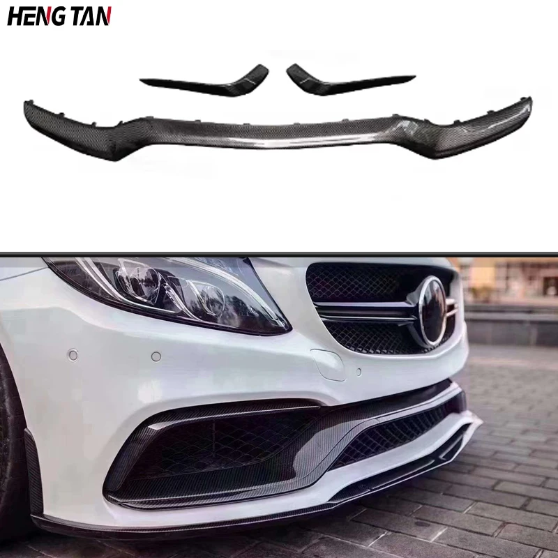 

For Mercedes Benz C Class W205 C63 2014-2021 Carbon Fiber Car Front Bumper Splitter Front Lip Chin Spoiler Diffuser Body kit