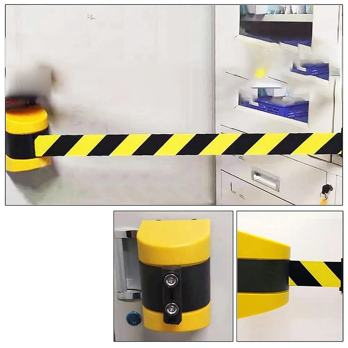 Magnetic Retractable Belt Barrier, Queue Barrier Belt with Magnetic Adsorption, 10M Safety Cordon Barrier