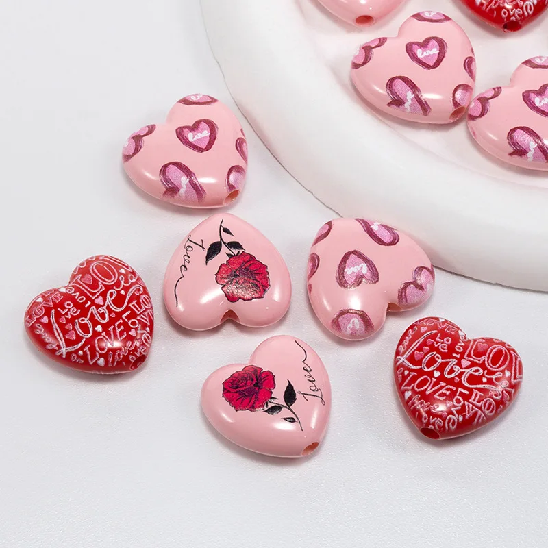 10PCS Acrylic Love Flower Beads For Jewelry Making Interval Beads Necklace Bracelet Craft DIY Supplies
