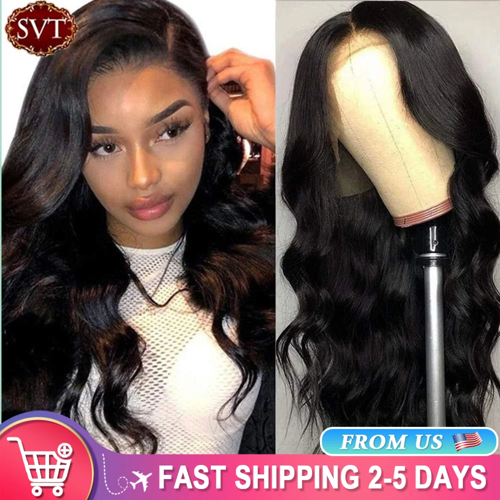 SVT Body Wave 13x4 Lace Frontal Wigs Human Hair Lace Front Wigs  Malaysian Long Wavy 4X4 Lace Wigs For Black Women Natural Color